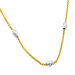 sterling silver gold plated three white beads necklace