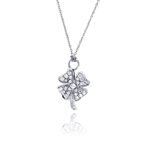 sterling silver clover pendant necklace
