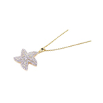 sterling silver gold plated cz starfish pendant necklace