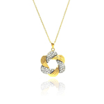 sterling silver gold and rhodium plated cz knot pendant necklace