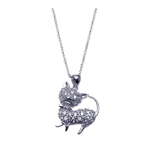 wholesale sterling silver cz cat pendant necklace
