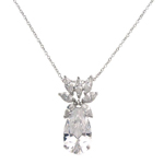 wholesale sterling silver cz and pear cz pendant necklace