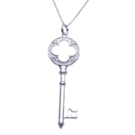 wholesale sterling silver cz clover key pendant necklace