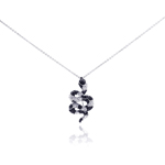 sterling silver black plated black cz snake pendant necklace