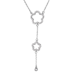 wholesale sterling silver double open cz clover drop necklace