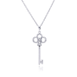wholesale sterling silver open circle key cz necklace