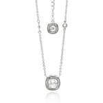 wholesale sterling silver double square cz necklace