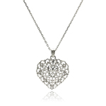 wholesale sterling silver wave open heart cz necklace
