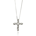 wholesale sterling silver wave cross cz necklace