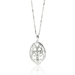 wholesale sterling silver wave designed disc center cross filigree cz necklace