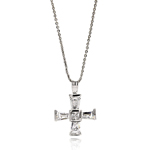 wholesale sterling silver cross baguette cz necklace