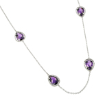 wholesale 925 sterling silver cz purple pear shape pendant necklace