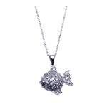 wholesale sterling silver cz fish pendant necklace