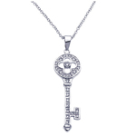 sterling silver key cz inlay necklace