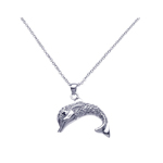 sterling silver dolphin cz dangling necklace