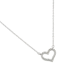 wholesale 925 sterling silver open cz heart necklace