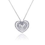 sterling silver multi layered hearts pendant necklace