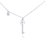 wholesale sterling silver cz key pendant necklace