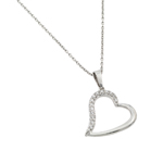 wholesale sterling silver cz slanted heart pendant necklace