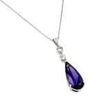 wholesale sterling silver teardrop purple cz dangling necklace