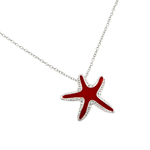 wholesale sterling silver cz red star fish whale pendant necklace