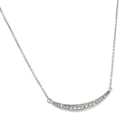sterling silver gold plate cz curved crescent pendant necklace