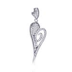wholesale sterling silver elongated heart micro pave cz dangling pendant