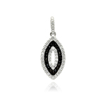 sterling silver black and silver rhodium plated marquise pendant