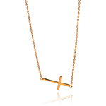 sterling silver rose gold plated sideways cross necklace