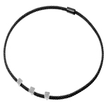 sterling silver black and rhodium plated square micro pave Italian necklace
