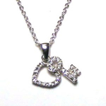 sterling silver heart/key entwined pendant necklace