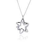 sterling silver double star pendant necklace