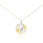 sterling silver gold plated cz round pendant necklace