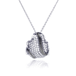 wholesale sterling silver cz shell pendant necklace