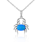 wholesale sterling silver crab with synthetic blue opal necklace