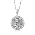 wholesale sterling silver diamond cut cz jesus medallion with chain