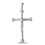 sterling silver high polish large cross pendant with rope edge design