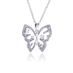 wholesale sterling silver open butterfly cz necklace