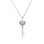 wholesale sterling silver heart key cz necklace