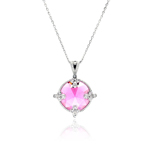 wholesale sterling silver pink round cz necklace