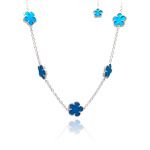 wholesale sterling silver blue flower cz necklace