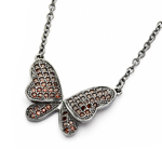 sterling silver black rhodium plated butterfly cz necklace