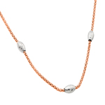 sterling silver rose gold plated three white beads necklace