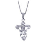 wholesale sterling silver cz flor de lis pendant necklace