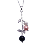 wholesale sterling silver cz pearls flower pendant necklace