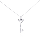 wholesale sterling silver cz key heart pendant necklace