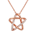 sterling silver rose gold plated intertwined star pendant with chain