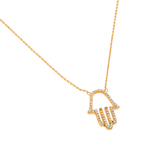 sterling silver gold plated cz hamsa pendant necklace