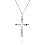 wholesale sterling silver hi polished cross cz necklace