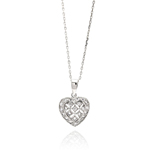wholesale sterling silver open heart cz necklace